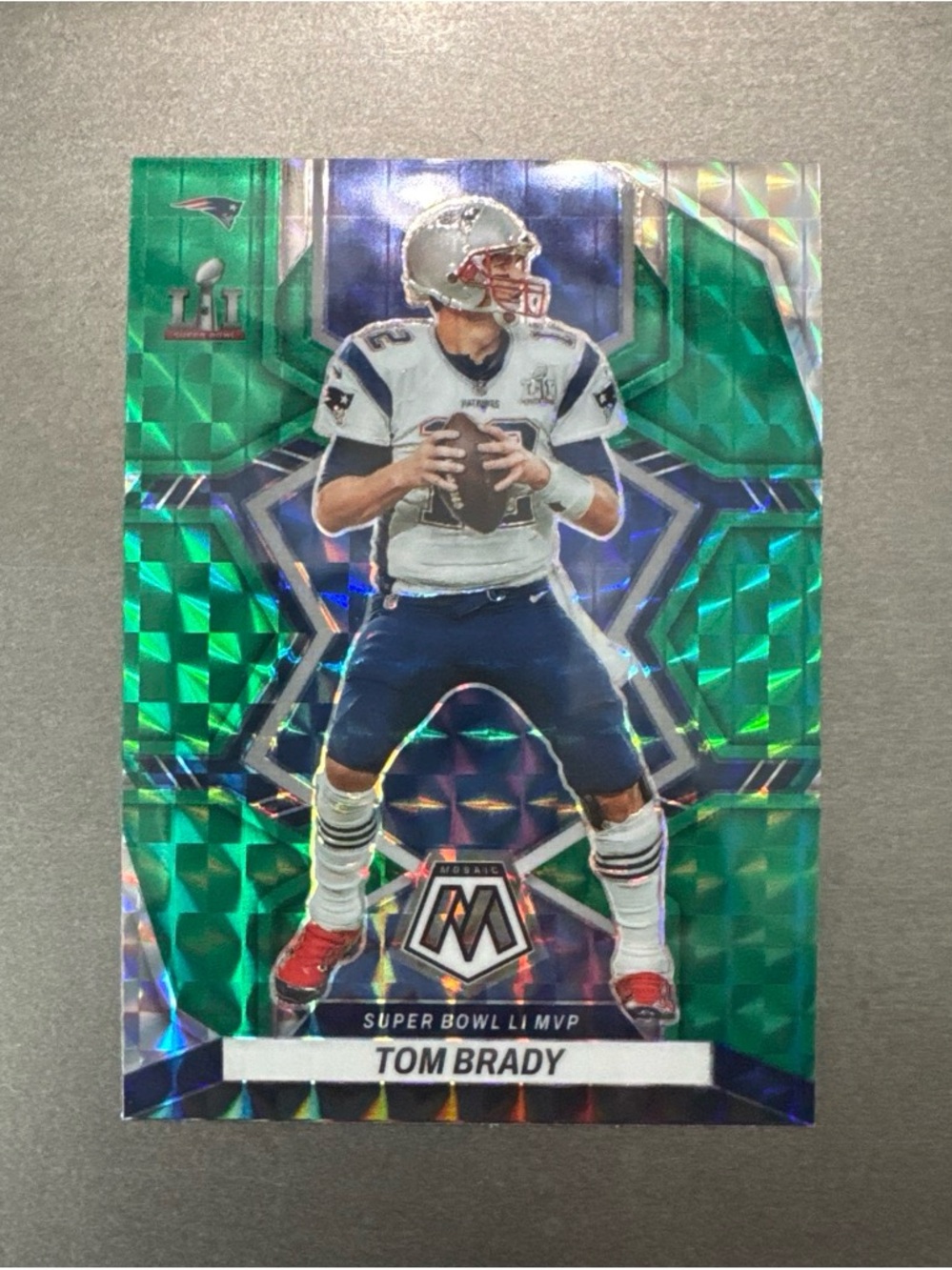 Panini Blue and Silver Mosaic Tom Brady Football Card